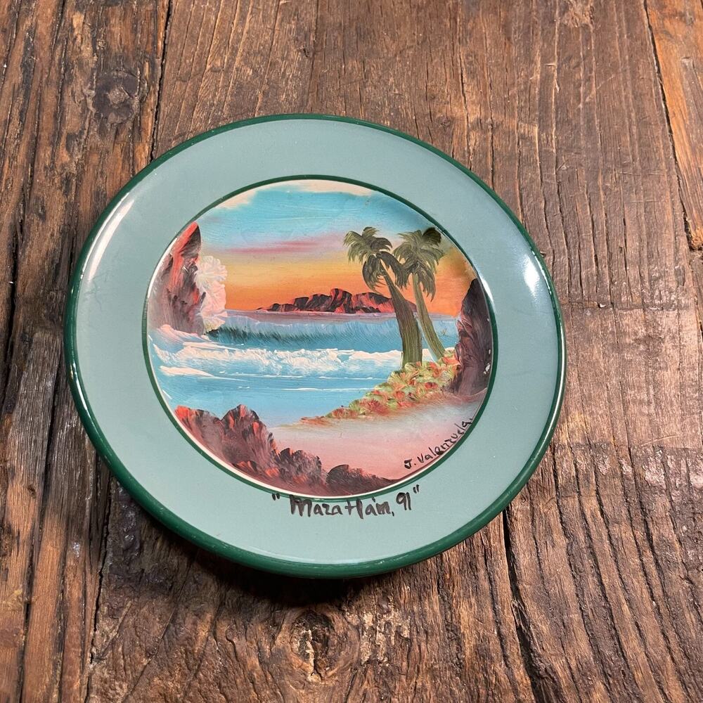 Vintage Shenango China Hand Painted Display Plate Signed J Valenzuela 5 Inch